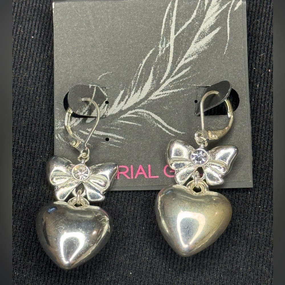 Material Girl Silver Heart Charm Earrings